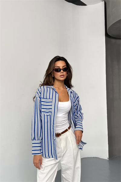 ÇİZGİLİ GÖMLEK - Lacivert