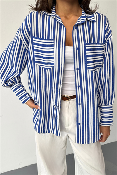 ÇİZGİLİ GÖMLEK - Lacivert