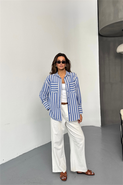 ÇİZGİLİ GÖMLEK - Lacivert