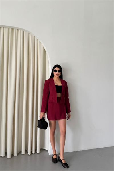 CROP CEKET - KISA ETEK TAKIM - Bordo