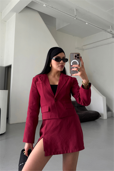 CROP CEKET - KISA ETEK TAKIM - Bordo