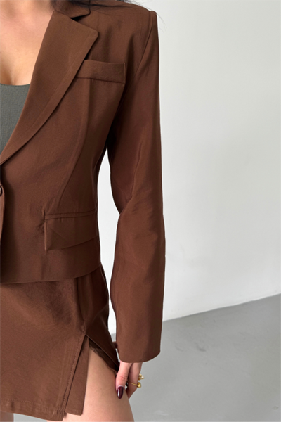 CROP CEKET - KISA ETEK TAKIM - Kahverengi