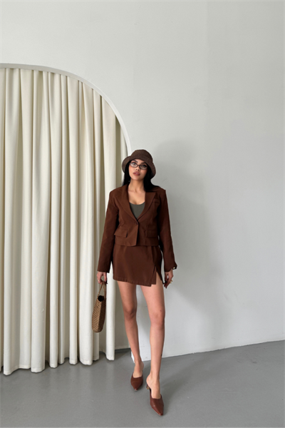 CROP CEKET - KISA ETEK TAKIM - Kahverengi