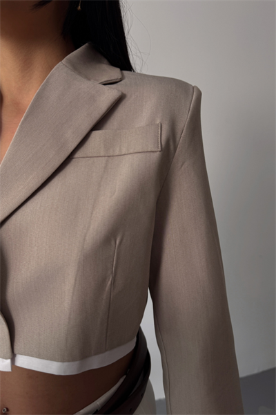 CROP CEKET TEK DÜĞME - Bej