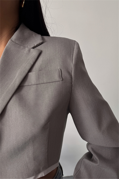 CROP CEKET TEK DÜĞME - Gri