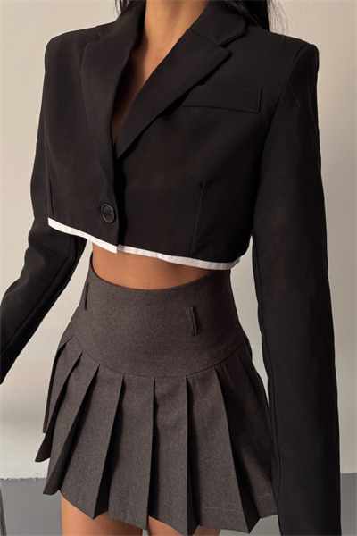 CROP CEKET TEK DÜĞME - Siyah