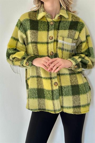 Çağla Buklet Cepli Zincir Taşlı Gömlek