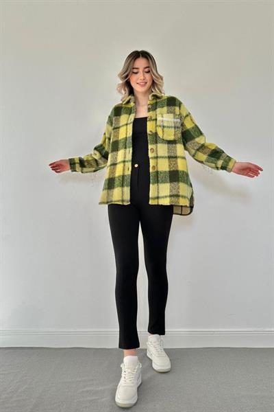 Çağla Buklet Cepli Zincir Taşlı Gömlek