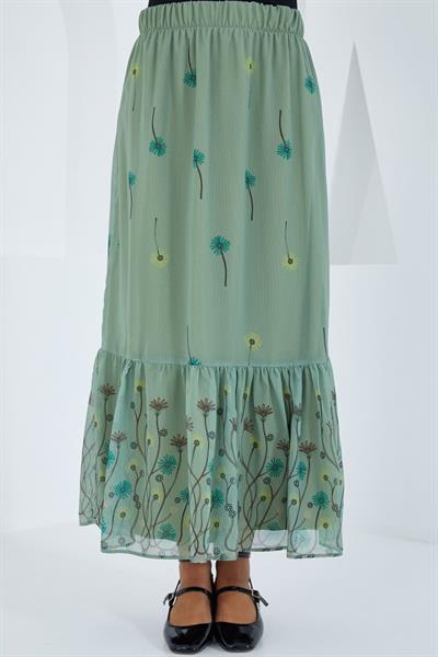 Çağla Desenli Şifon Etek 8010