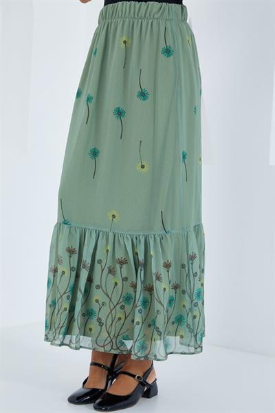 Çağla Desenli Şifon Etek 8010