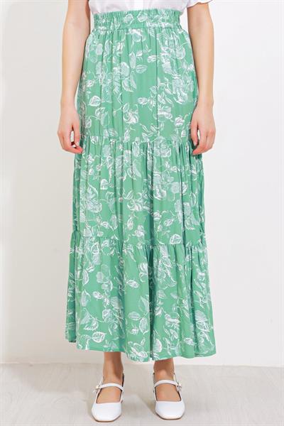 Çağla Desenli Uzun Viskon Etek 1898