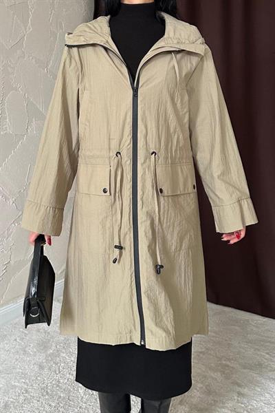 Camel Askı Detaylı Trençkot