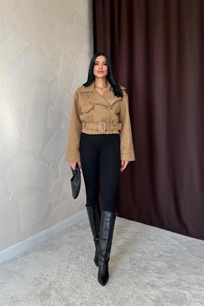 Camel Kuşgözü Kaşe Manto