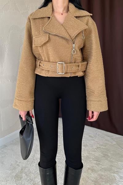 Camel Kuşgözü Kaşe Manto