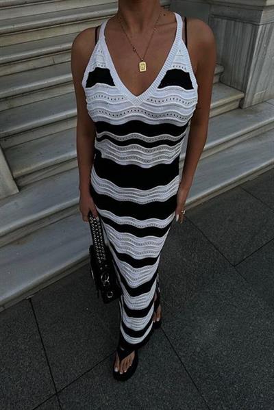 Capella Desenli Nervürlü Elbise 2764