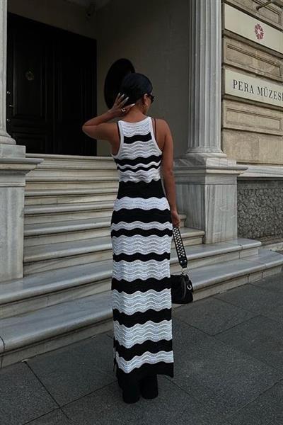 Capella Desenli Nervürlü Elbise 2764