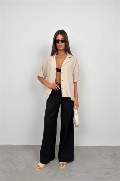 Ceket Yaka Keten Gömlek