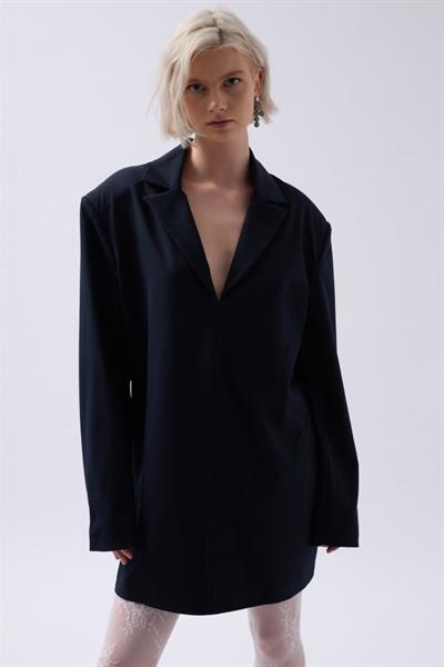 Ceket Yaka Mini Elbise