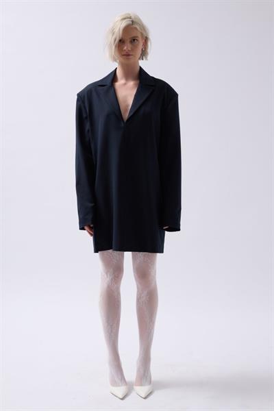 Ceket Yaka Mini Elbise