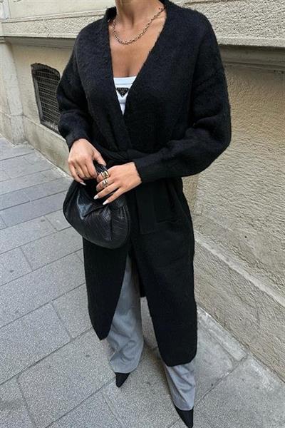 Cep Detay Kuşaklı Hırka 5171