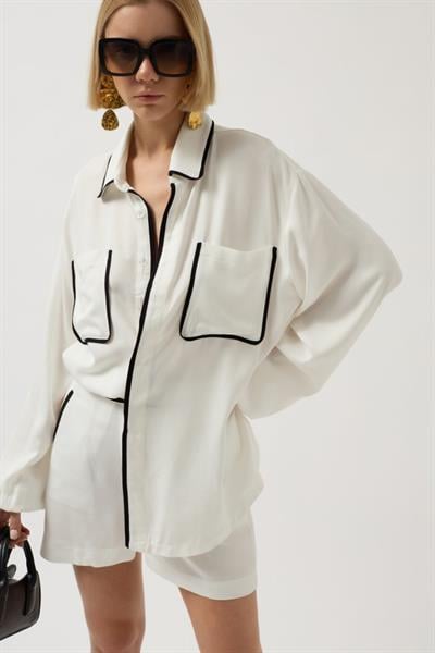 Cep Detay Oversize Gömlek