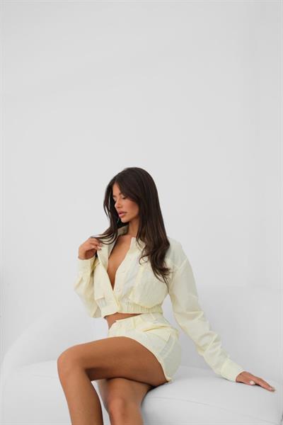 Cep Detay Paraşüt Crop Ceket