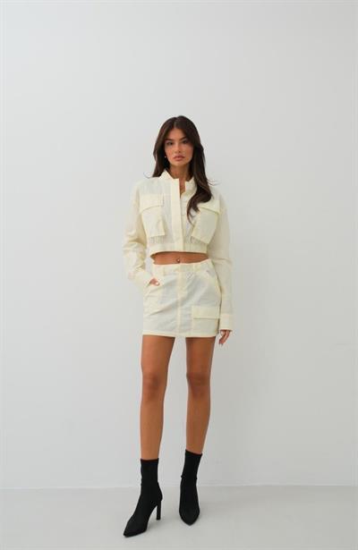Cep Detay Paraşüt Crop Ceket