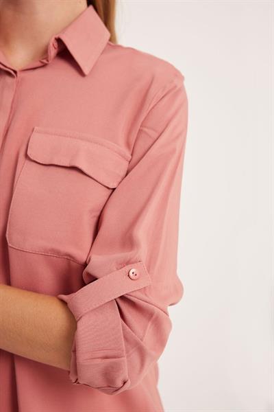 Cep Detaylı Gömlek 20234 - Gül Kurusu