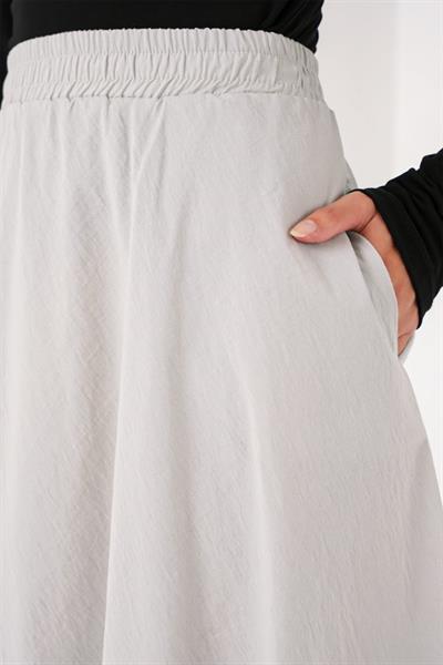 Cep Detaylı Uzun Etek 8024 - Gri