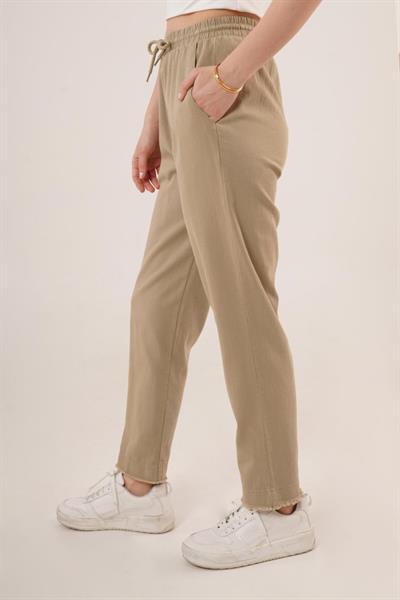 Cepli Belden Bağlamalı Paça Detaylı Haki Pantolon