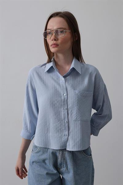 Cepli Kısa Kesim Gömlek - Bebe Mavisi