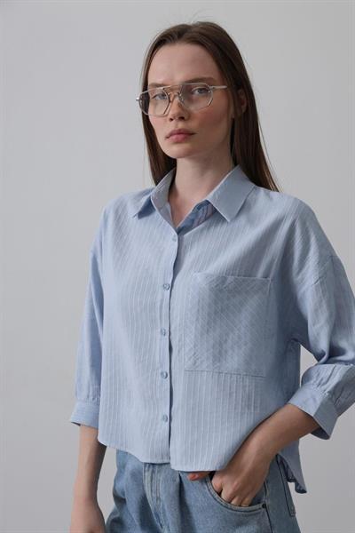 Cepli Kısa Kesim Gömlek - Bebe Mavisi