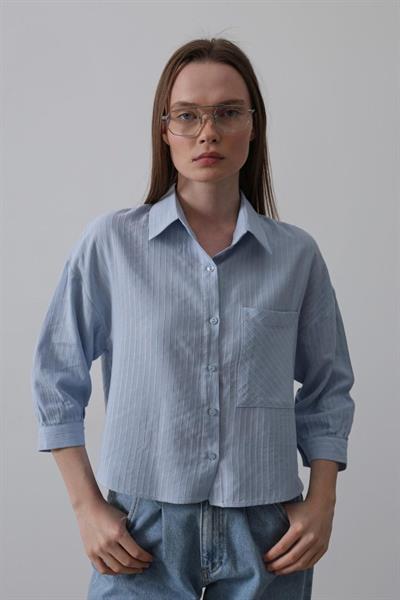 Cepli Kısa Kesim Gömlek - Bebe Mavisi