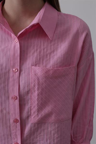 Cepli Kısa Kesim Gömlek - Pembe