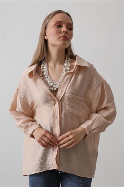 Cepli Oversize Gömlek - Taş