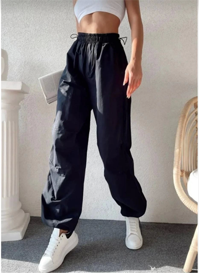 Cepli Paraşut Pantalon - Siyah