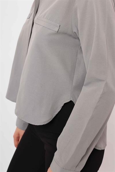 Cepli Uzun Kol Gömlek - Gri