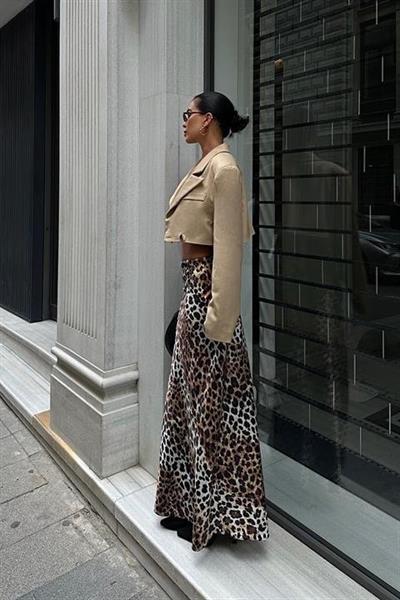 Chloe Animal Desen Saten Etek 4044