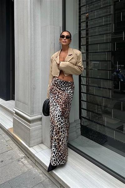 Chloe Animal Desen Saten Etek 4044