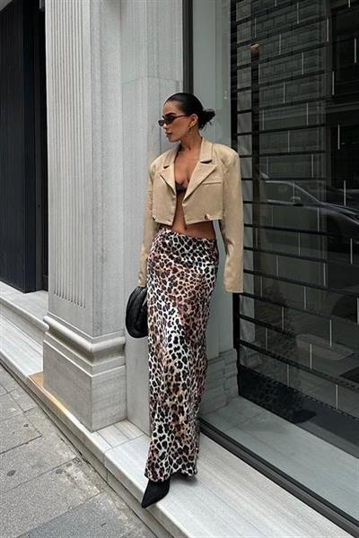 Chloe Animal Desen Saten Etek 4044