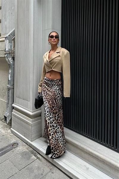 Chloe Animal Desen Saten Etek 4044