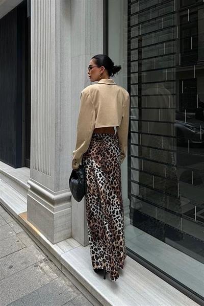 Chloe Animal Desen Saten Etek 4044