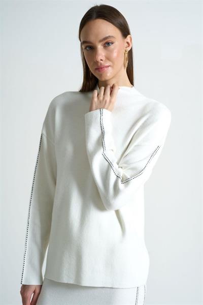 Çift İgne Süzeneli Takım - Ekru-Siyah