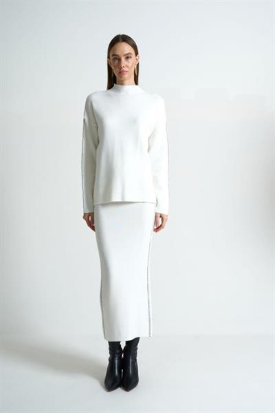 Çift İgne Süzeneli Takım - Ekru-Siyah