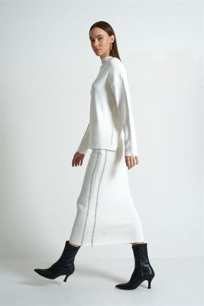 Çift İgne Süzeneli Takım - Ekru-Siyah