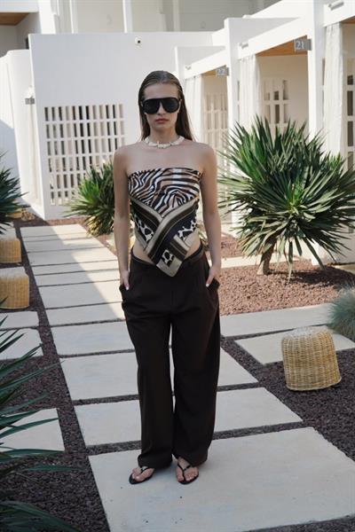 Çift Pileli Bol Paça Pantolon