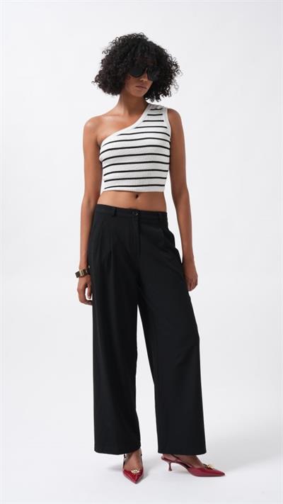 Çift Pileli Bol Paça Pantolon