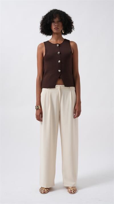 Çift Pileli Bol Paça Pantolon