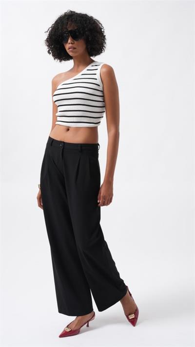 Çift Pileli Bol Paça Pantolon