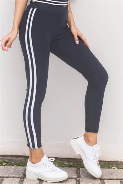 Çift Şeritli Tayt Lacivertbeyaz